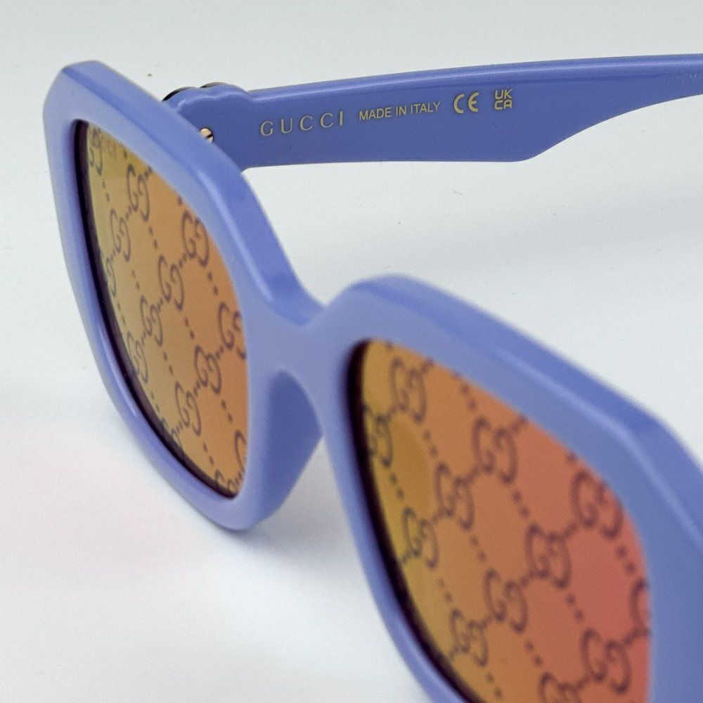 NEW Gucci GG1535S 004 Violet GG Logo Pink Mirrored Women Geometric Sunglasses - Picture 7 of 10